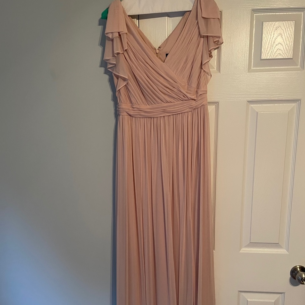 Adrianna Papell blush pink bridesmaid dress